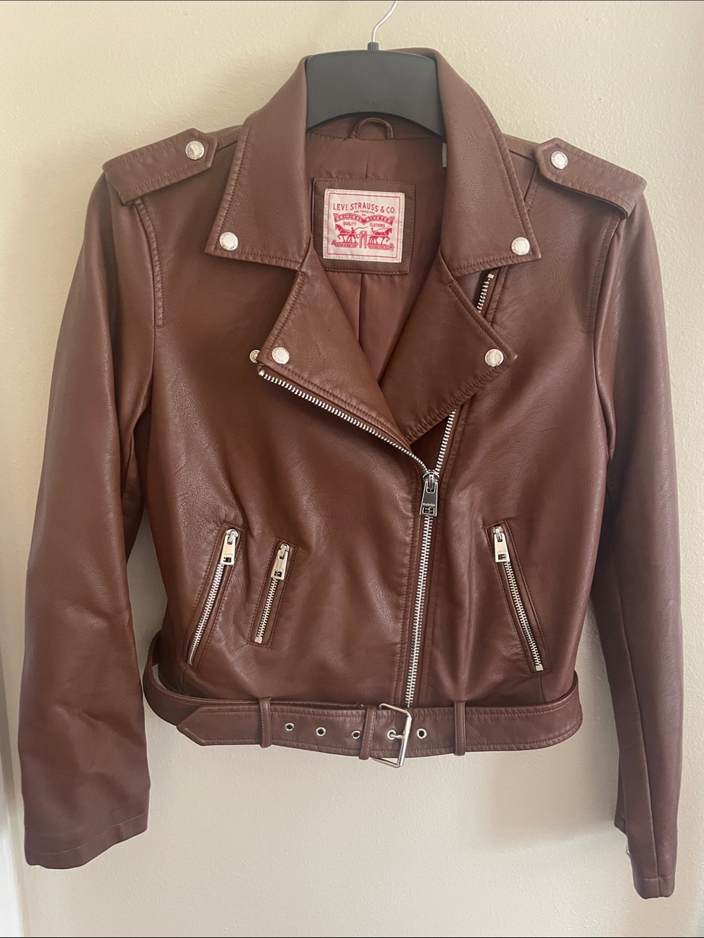 Levi's Women's Chocolate Brown Faux Leather Moto Jacket